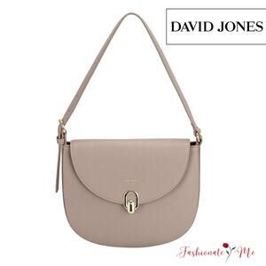 David Jones PU Leather Metal Buckle Adjustable Strap Shoulder Bag | Gravel